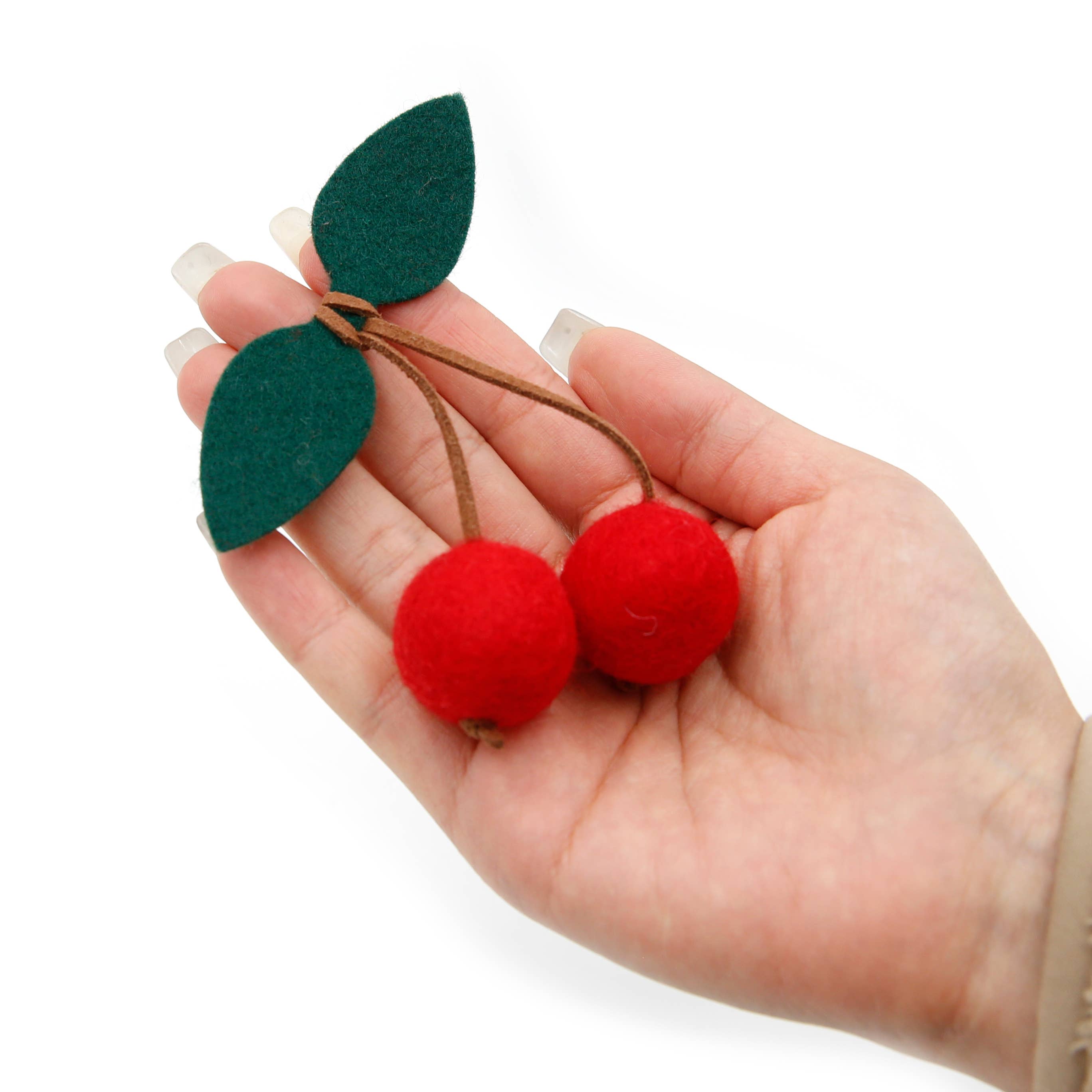 The Felt Pod - Wholesale Ornament - Felt Cherries | Felted Cherry | Felt Shape for Felt Garland 10