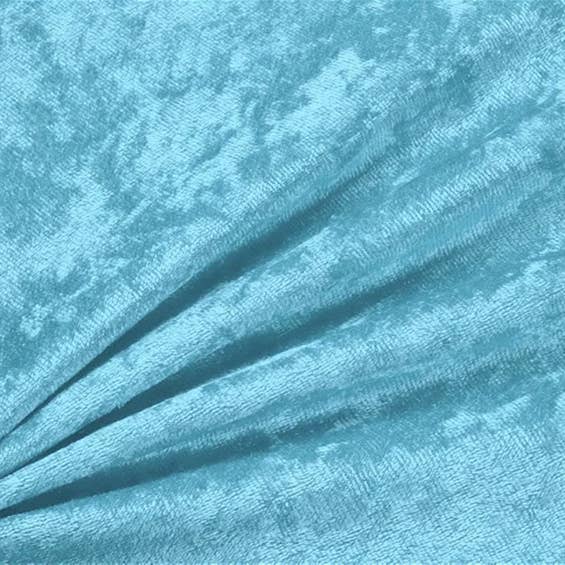 Blød turkis knust panne velourstof til kjoler for engroshandel hos Radyan Fabrics