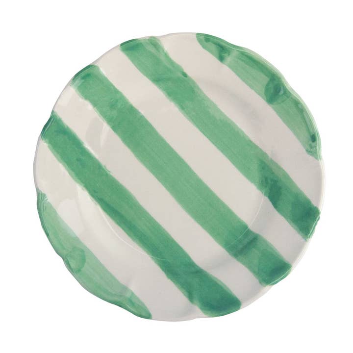 Italian ceramic plates - Green stripes for wholesale by Molleni