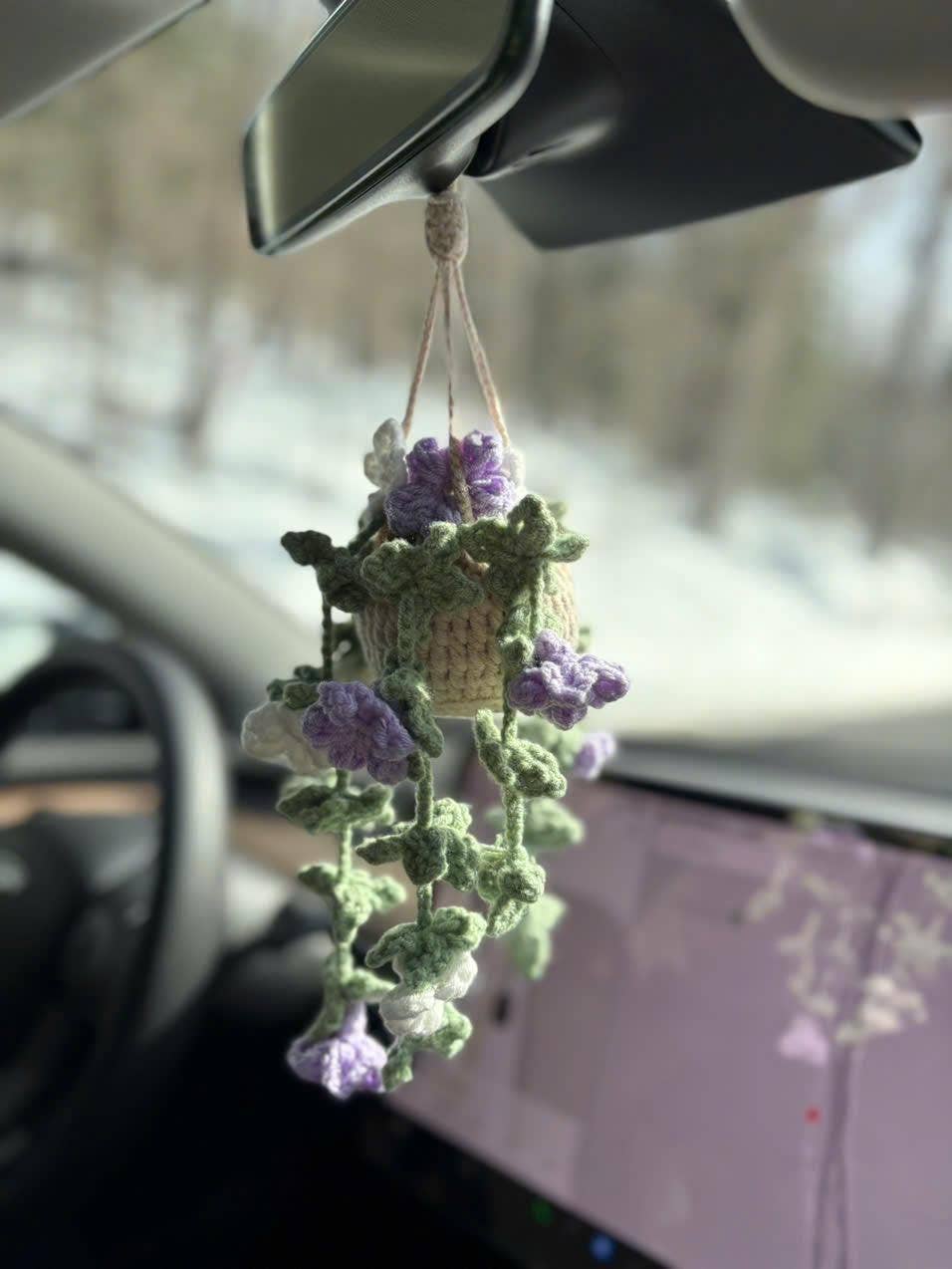 Anh2 LTD - Venta al por mayor Artículo decorativo de mesa - Planta colgante de ganchillo para coche, flor de ganchillo, planta pothos2