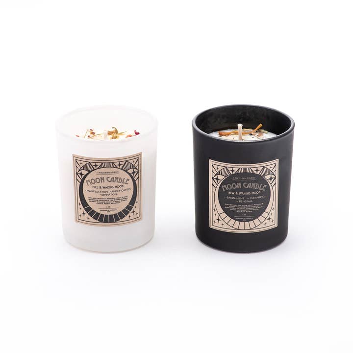 J. Southern Studio - Wholesale Jar/Filled Candle - New Moon & Waning Moon Ritual Candle with crystals and essential oils