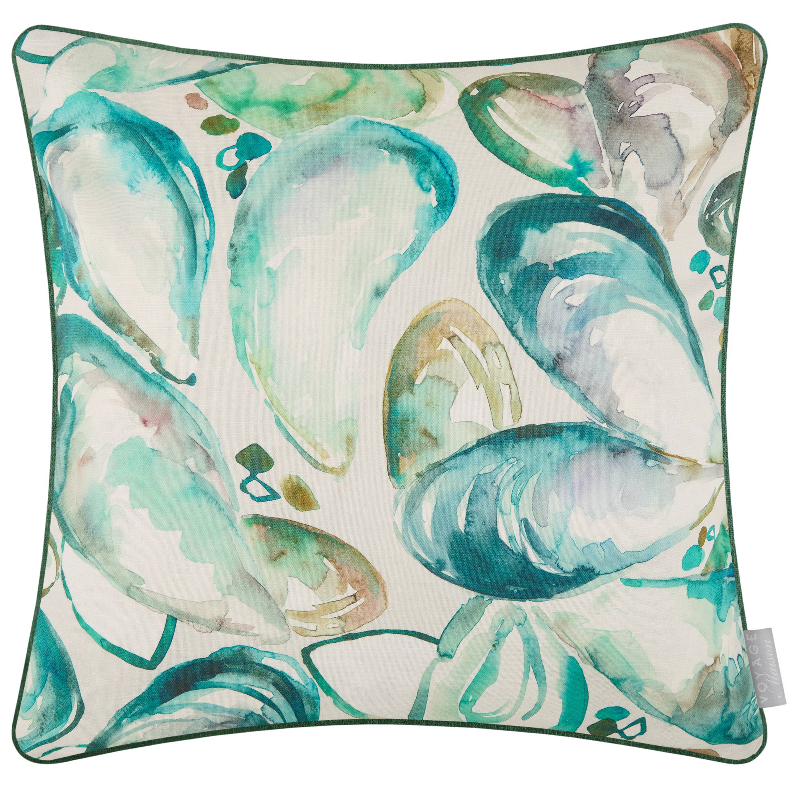 Mussel Shells Printed Piped Cushion Marine for wholesale on Faire1
