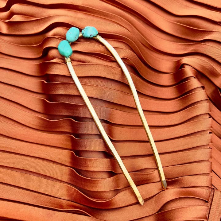 Turquoise Hair Fork for wholesale by Fluff Hardware