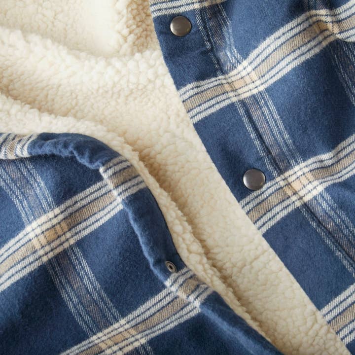 Deep Sea Plaid Ridge Sherpa Lined Flannel Jacket for wholesale on Faire5