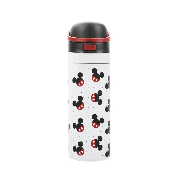 Bioworld Merchandising - Wholesale Water Bottle - Mickey Mouse Classic Mickey Ears All-Over Print White 24 Oz Stainless Steel Water Bottle