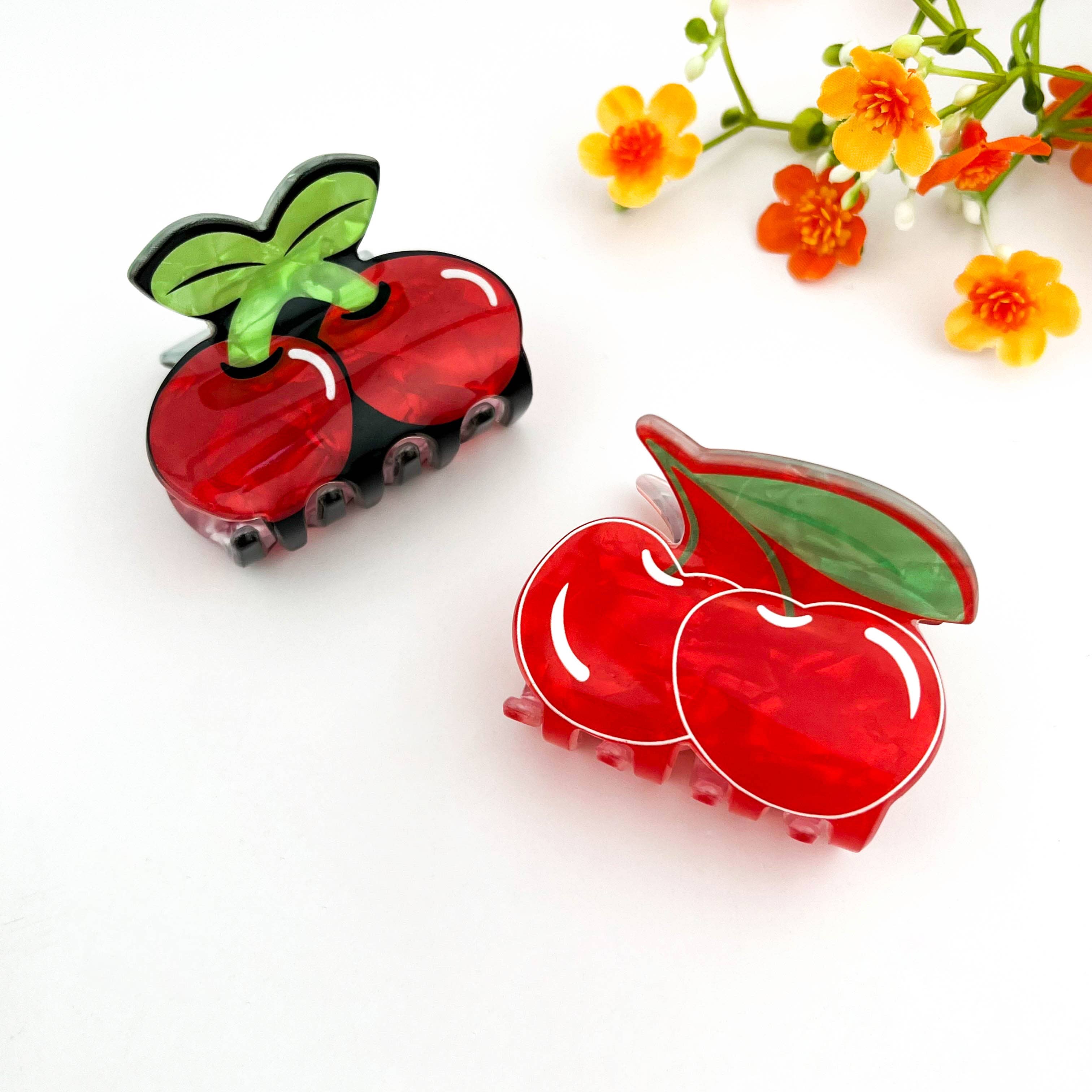 mildstyles – wholesale Hair clip – Women’s – 🍒 Cherry Fruit Acrylic Printed Hair Claw Clip5