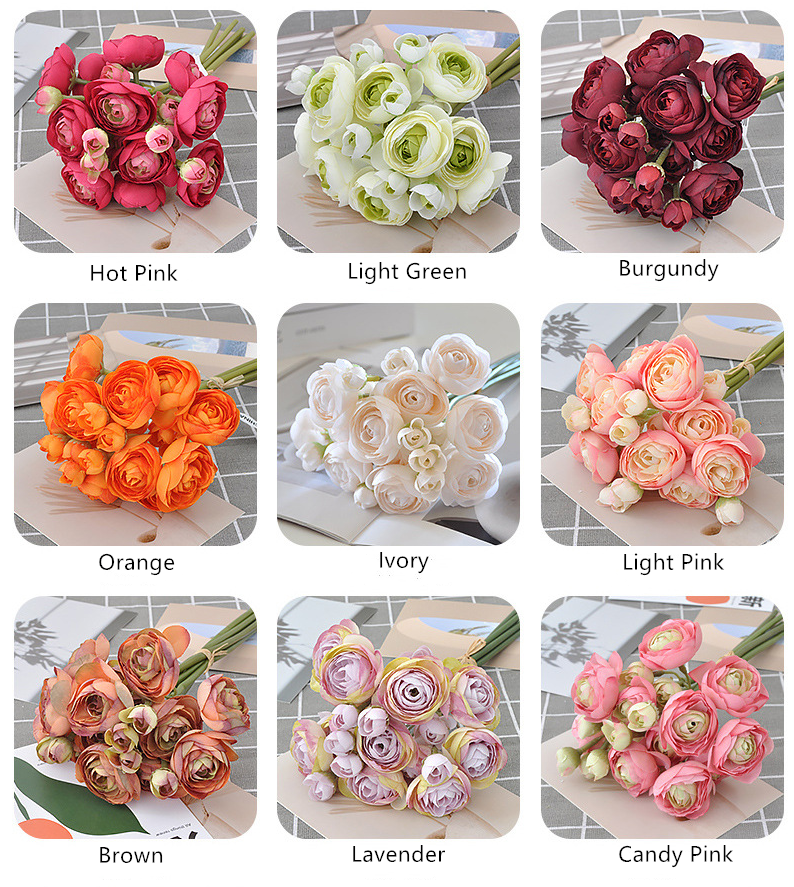 Sweet Home Deco - Vente Fleurs artificielles - Bouquet de renoncules bébé en soie 25 cm, 6 tiges/24 fleurs20