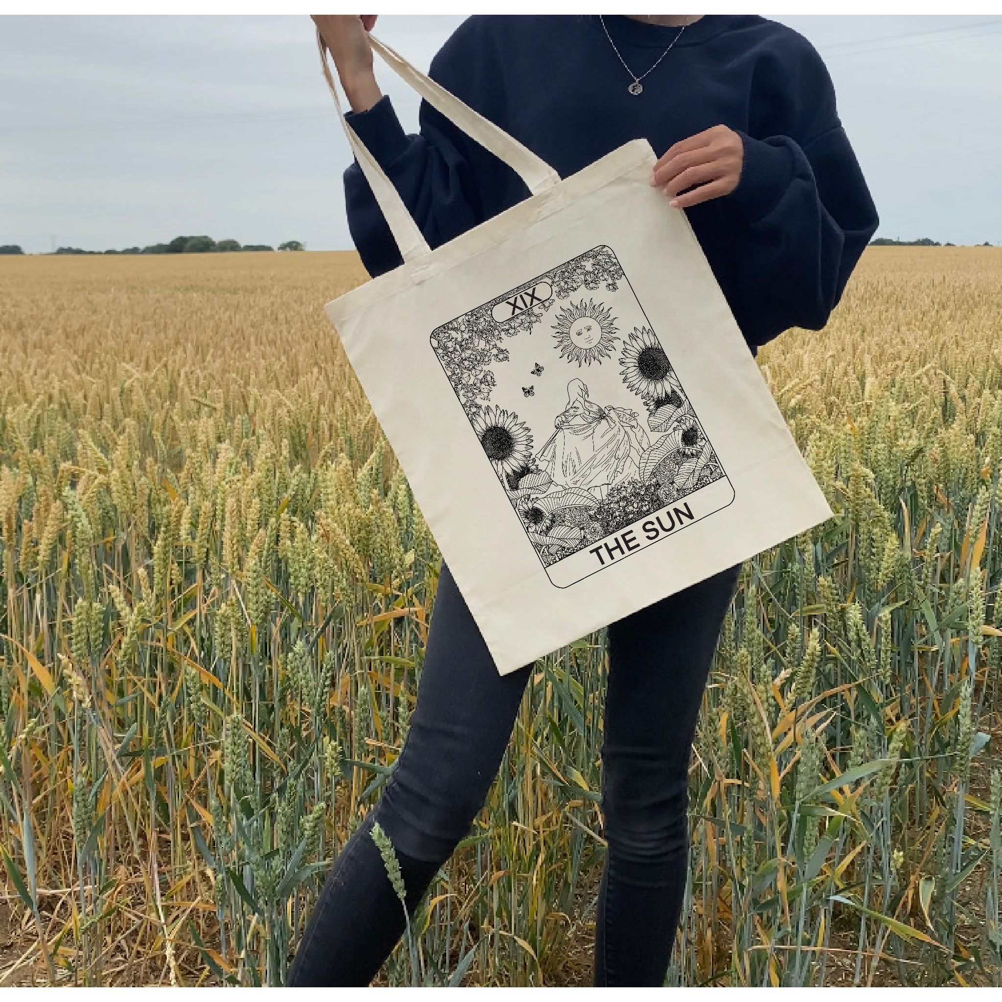 Jodie Moulson Art & Design – Sacola - Mulher por atacado – Sacola de algodão natural The Sun Tarot Card1