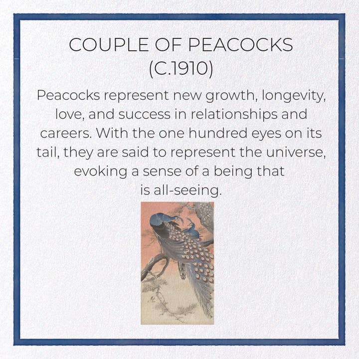 Ezen Trade – Cartão de saudação diária por atacado – CASAL DE PAVÕES (C.1910): Cartão Japonês3