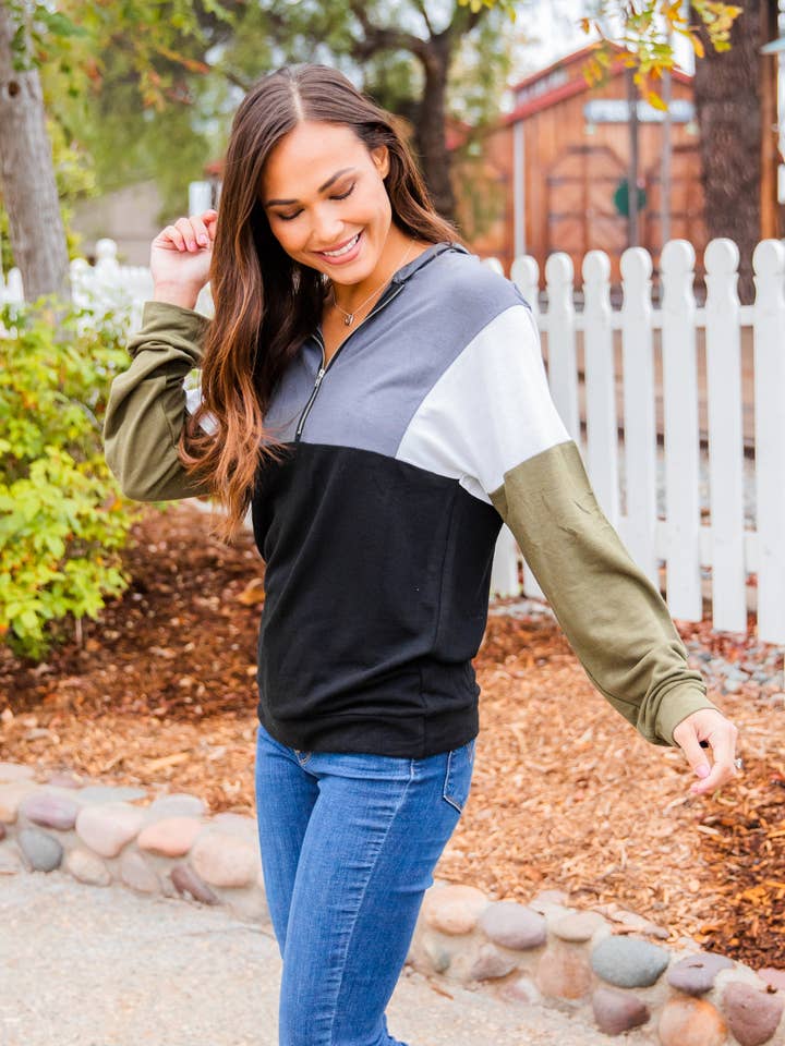 Tickled Teal - Wholesale Hoodie - Women's - Gabbi Colorblock Hoodie10