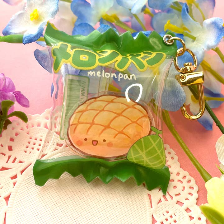 Melonpan Pouch Keychain Japanese Snack Otaku Gift Bag Charm for wholesale by Lilimoon