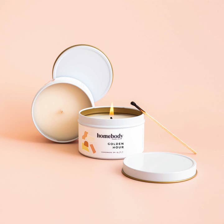Homebody Candle Co. - Wholesale Travel Candles - Golden Hour • candle tin1