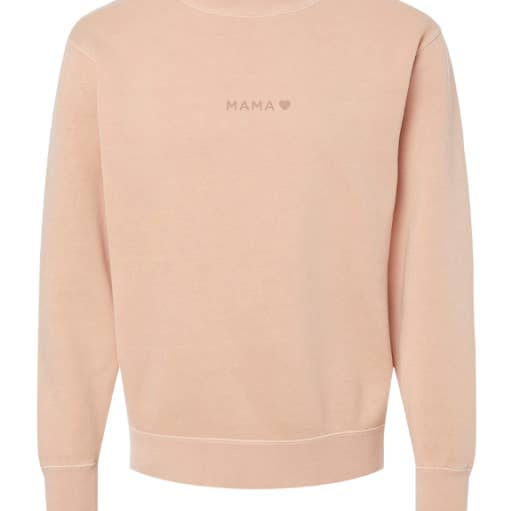 Crew brodé Mama ❤️ Pink (Pigment Dusty Pink) pour la vente par Jupmode