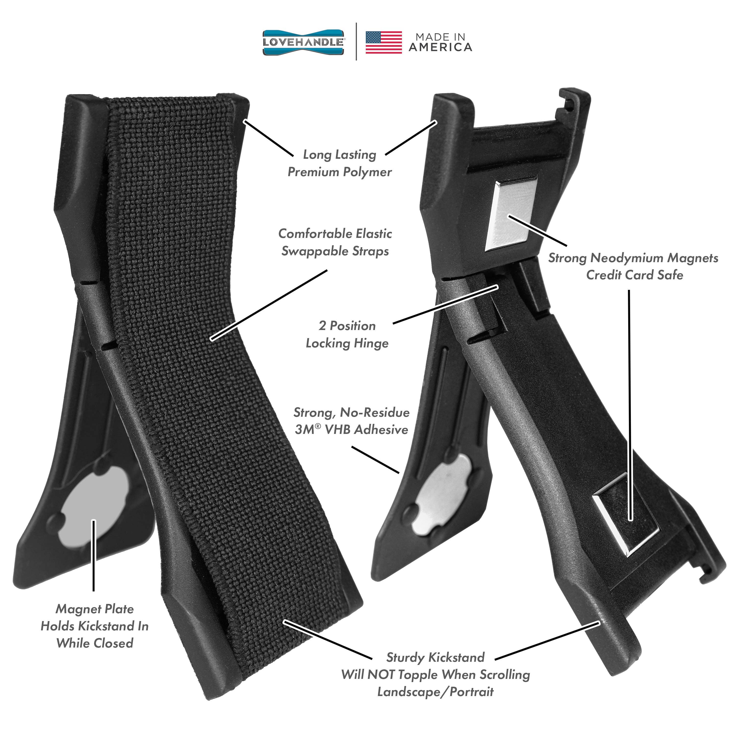 LoveHandle - Wholesale Phone Grip - LoveHandle PRO - Black Elastic3