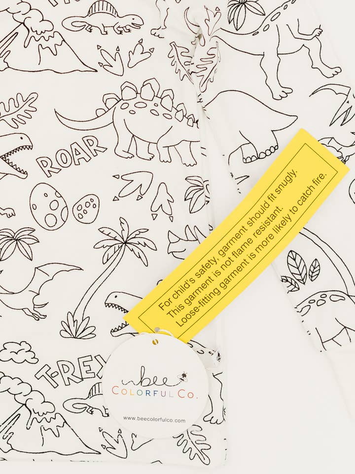 Bee Colorful Co. - Wholesale Sleepwear Set - Kids - Dinosaur Coloring Pajamas 2 piece set made from Bamboo7