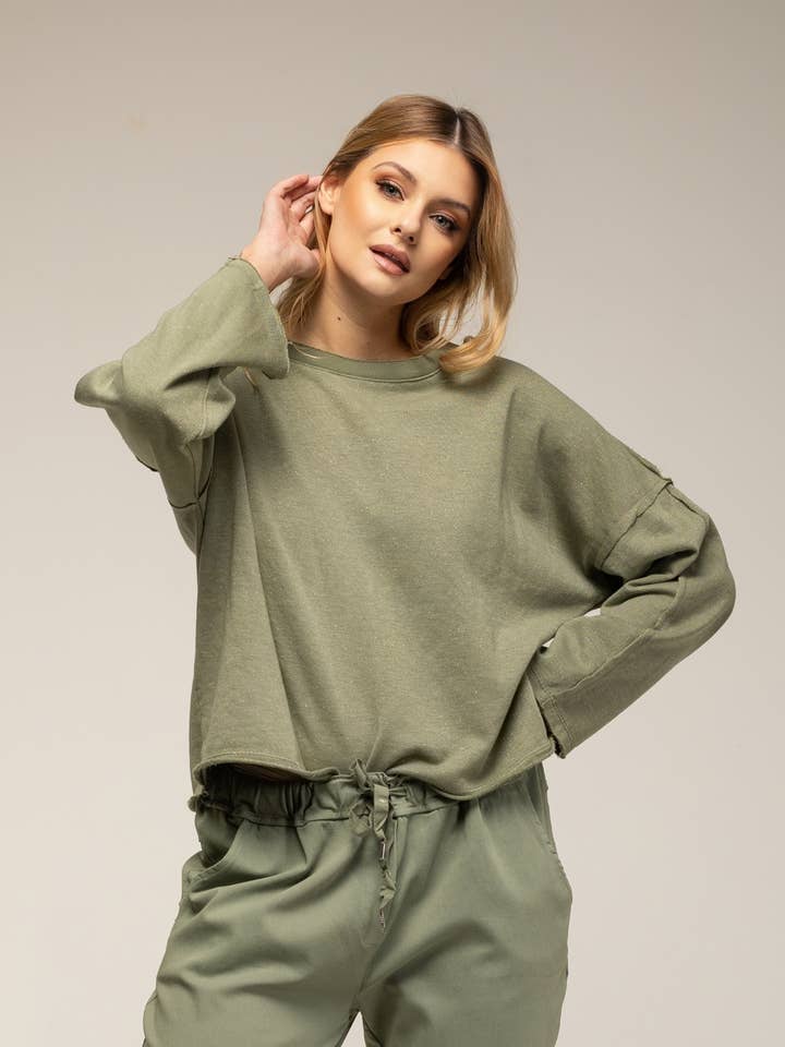 Oversized long-sleeve sweatshirt with lurex for wholesale by Tantra