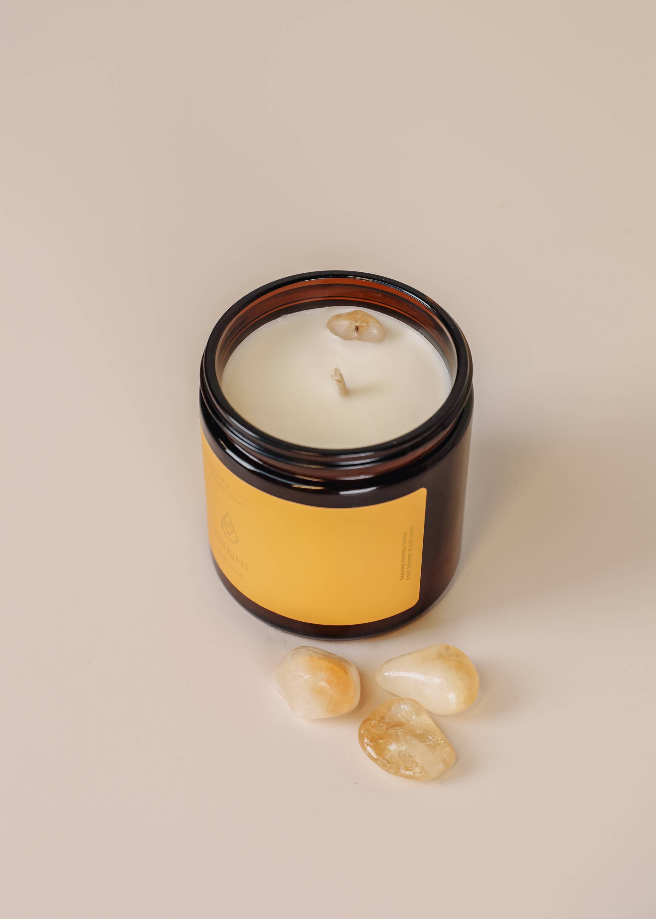 JaxKelly Candles - Wholesale Jar/Filled Candle - 4oz Amber Crystal Candles - Citrine - Success2