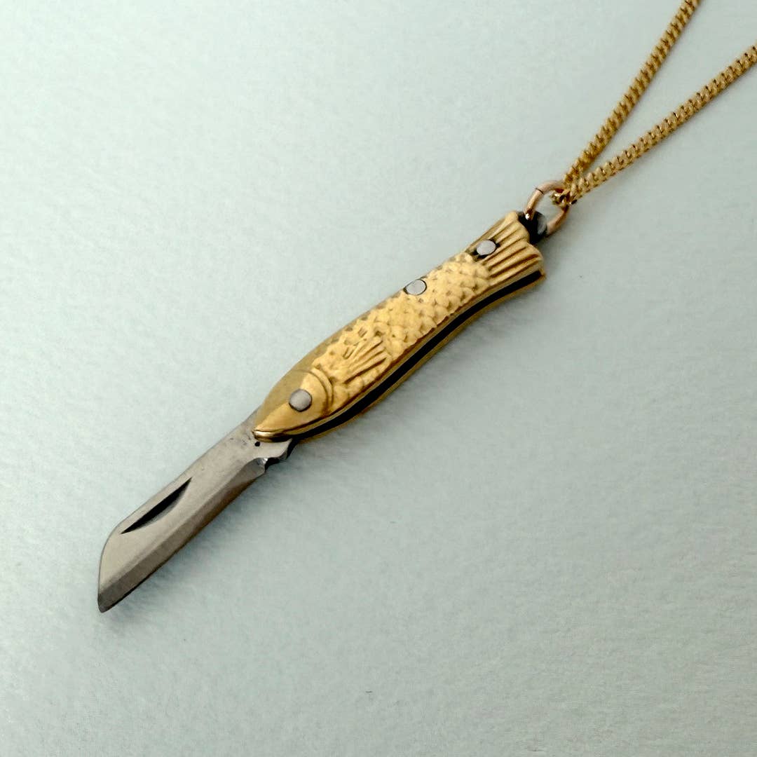 Ornamental Things - Wholesale Pendant/Charm Necklace - Small Gold Fish Knife Necklace6