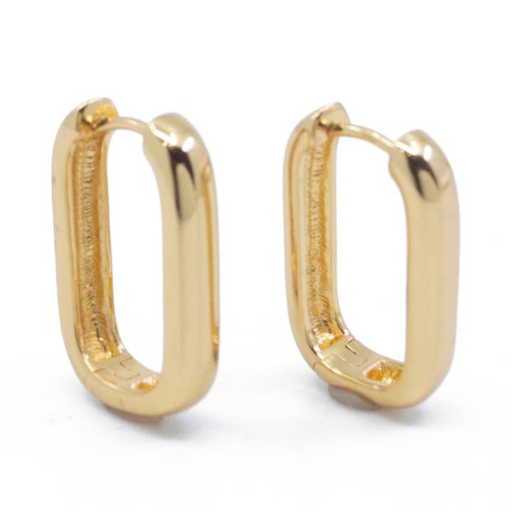 Créoles allongées en or pour la vente par The Land of Salt