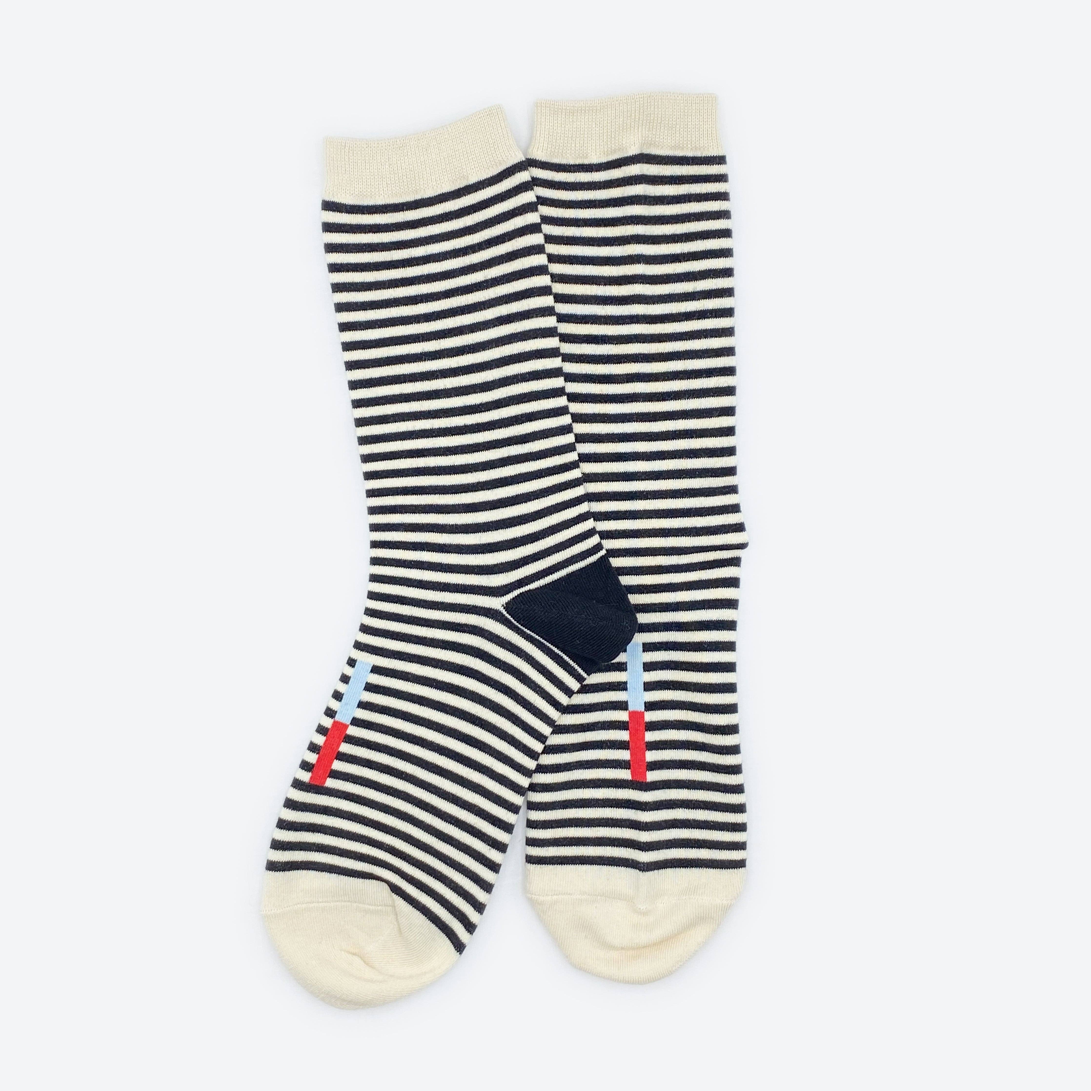 Hooray Sock Co. - Wholesale Socks - Unisex - Cole Black and White Striped Crew Socks4
