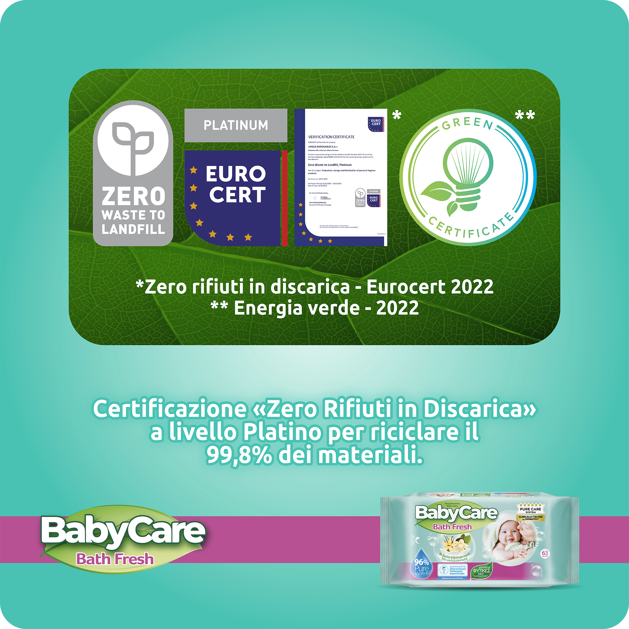 Babylino – Toalhitas para rosto e corpo – Bebé por atacado – Lenços Babycare Aqua Pure com Manteiga de Karité, 54 unidades9