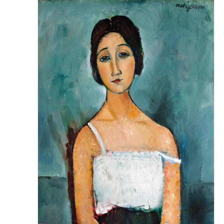 Retrato de mulher morena | Christina de Amedeo Modigliani | Pintura expressionista | Arte de parede vintage moderna | Cabe no quadro padrão por atacado de Rock Paper Scissors Wall Art