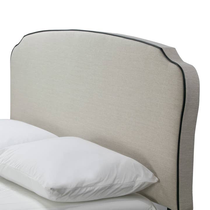 Glamour Home - Wholesale Bed - Aric Beige Fabric Queen Bed with Contrasting Piping Accent4