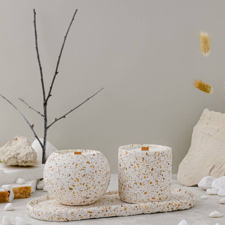 Nema Concept – wholesale Jar/filled candle – Terrazzo Soy Scented Candle, Sea Pebble Collection2
