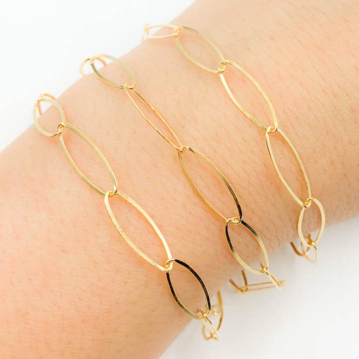 700FGF. Chaîne à maillons ovales plats en or rempli 14k. pour la vente par Jewels & Chains