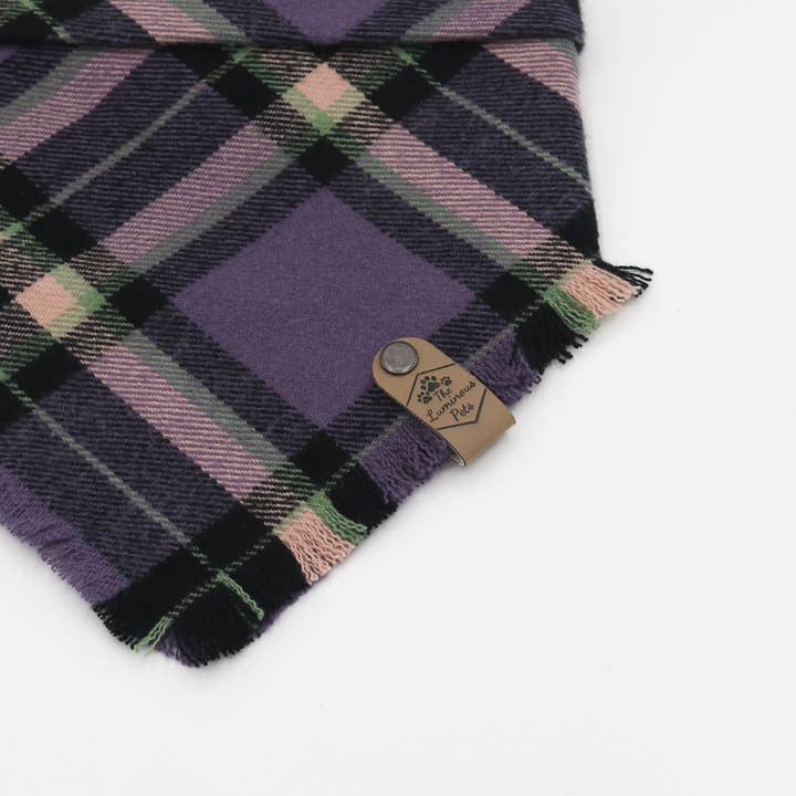 The Luminous Pets - Wholesale Pet Bandana - Dog - Purple Plaid Bandana | Cat & Dog Bandana |Adjustable Snap On