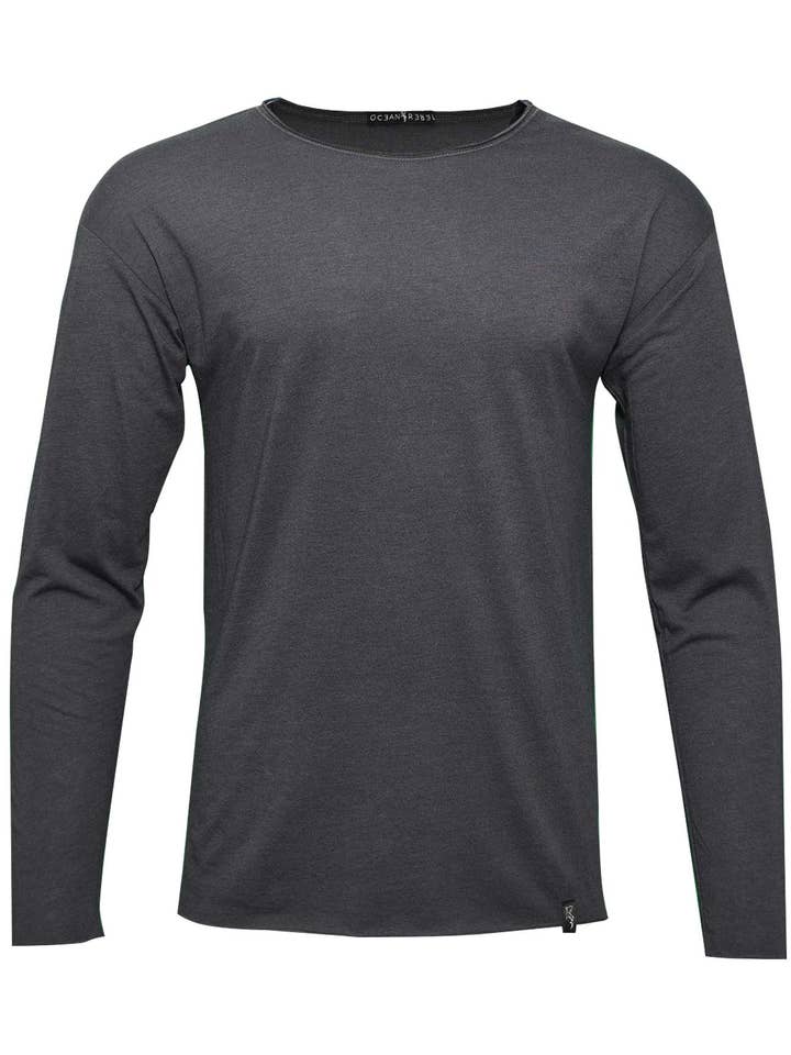 Collo Grezzo a Maniche Lunghe - Grigio Scuro per la vendita all'ingrosso da parte di Ocean Rebel