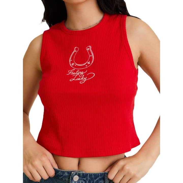 Embroidered Ribbed Tank Top with Soft Vintage Charm for wholesale by Blue Bunny Inc