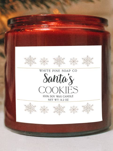 Santa's Cookies 13 oz Soy Wax Candle | Holiday Christmas Winter Seasonal for wholesale by White Pine Soap Company
