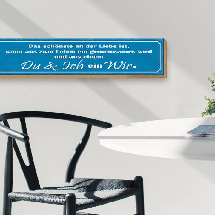 Femer - Wholesale Sign - Wooden sign saying 46x10 cm Liebe zwei Leben Du Ich ein Wir deco sign3