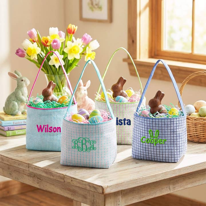 K110 | EASTER BUCKETS - SEERSUCKER GINGHAM for wholesale by RED TO PURPLE LLC