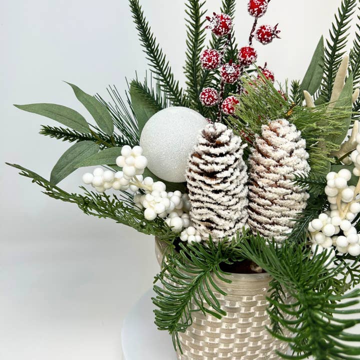 David Christopher's Collection - Wholesale Artificial Flowers - HOME ON THE FARM WINTER ARRANGEMENT 13.5 H X 4" P