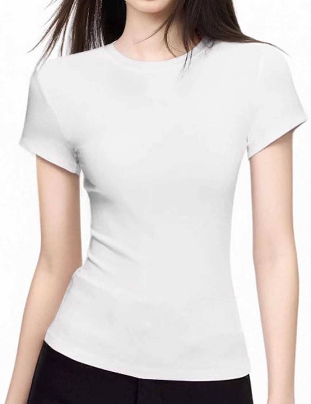 Sweetkama - Wholesale T-Shirt - Women's - Ladies Basic Solid Color Short Sleeves T-Shirt3