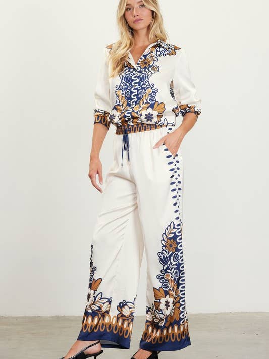 Satinsbyxor med blommig kant för wholesale av SKIES ARE BLUE