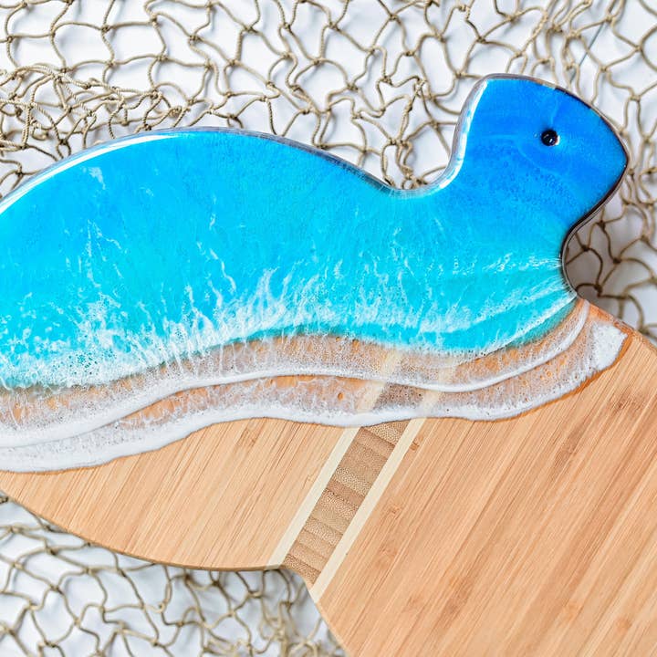 LC Custom Artistry - Wholesale Cheese Board - Resin Ocean Whale Tail Bamboo Charcuterie Board1