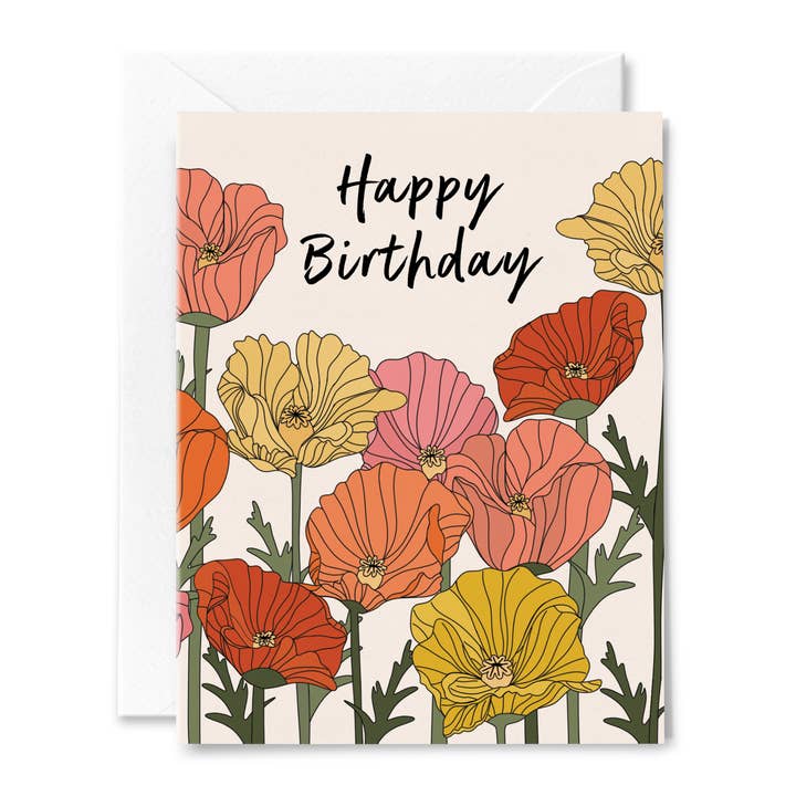 Illustrating Amy - Wholesale Birthday Card - Birthday Poppies Card