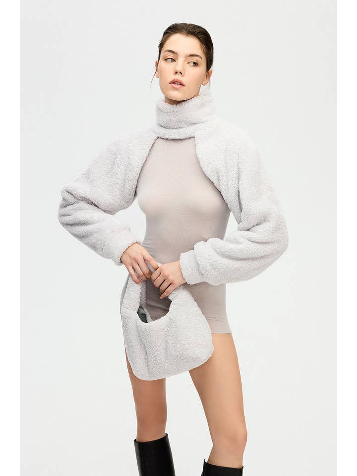 IKIKIZ ONLINE - Wholesale Blouse - Women's - Grey Sherpa Bolero Blouse