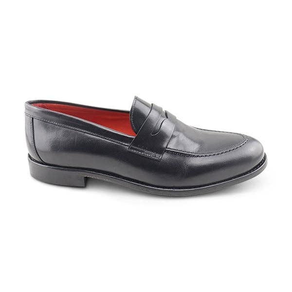 Black leather loafers for wholesale by Otisopse