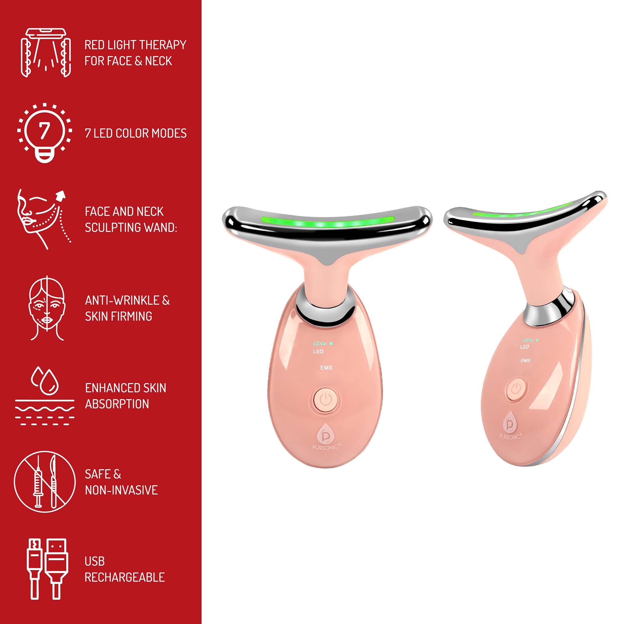 Pursonic - Wholesale Electronic Skincare Device - Pursonic 7-in-1 LED Light Therapy Beauty Device1
