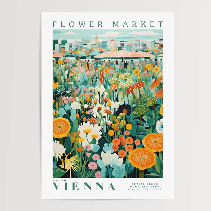 Vienna Flower Market Poster for wholesale by Enchanted Sights