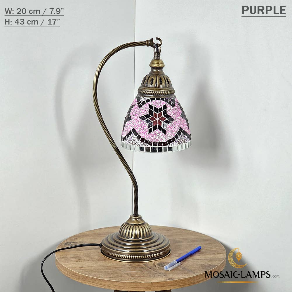 Mosaic Lamps - Wholesale Accent/Desk Lamp - 10+ Colors - Swan Neck Reading Table Lamp, Turkish Mosaic Re13