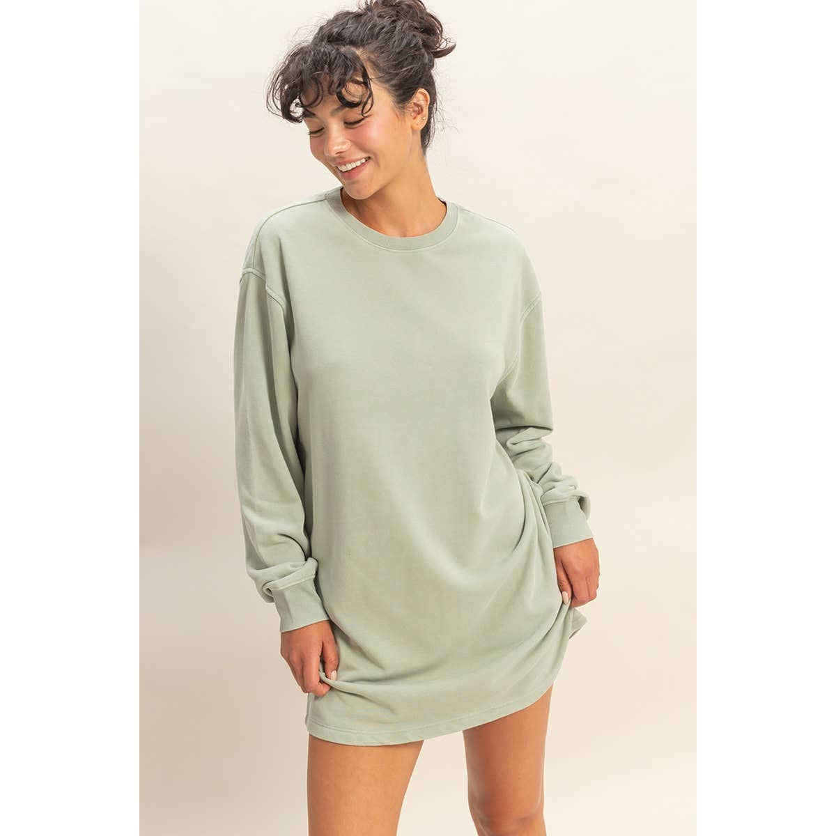 Double Zero - Venta al por mayor Vestido - Mujer - Vestido sudadera mini de gran tamaño lavado mineral44