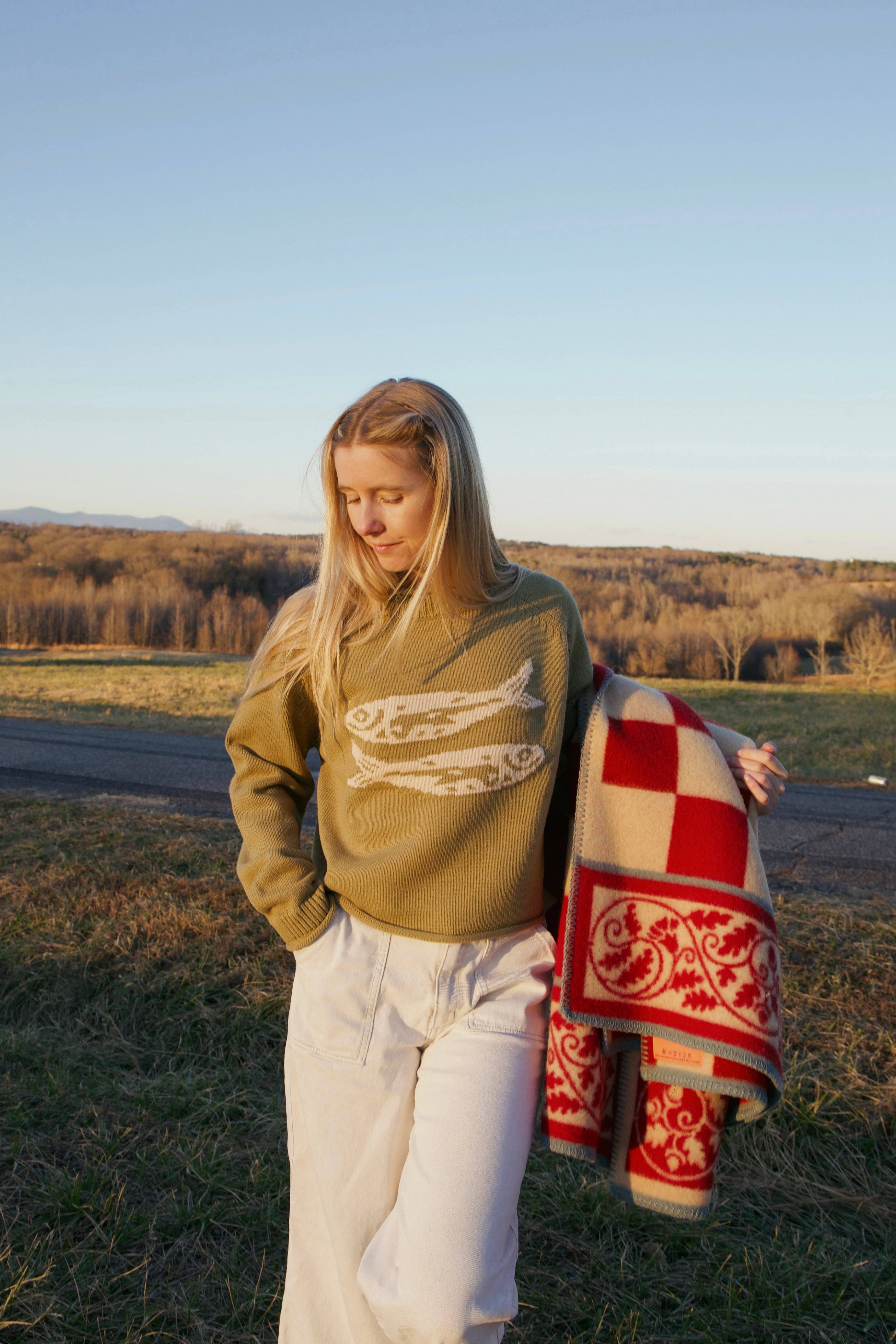 Beaten Path Co - Wholesale Knit Sweater - Unisex - GREEN COTTON FISH SWEATER2