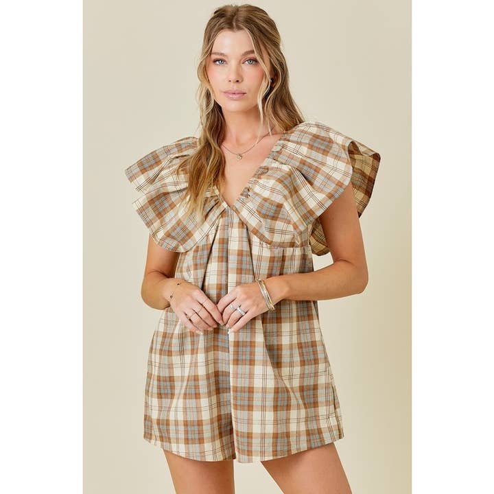 STYLE USA - Wholesale Romper - Women's - PLAID ROMPER