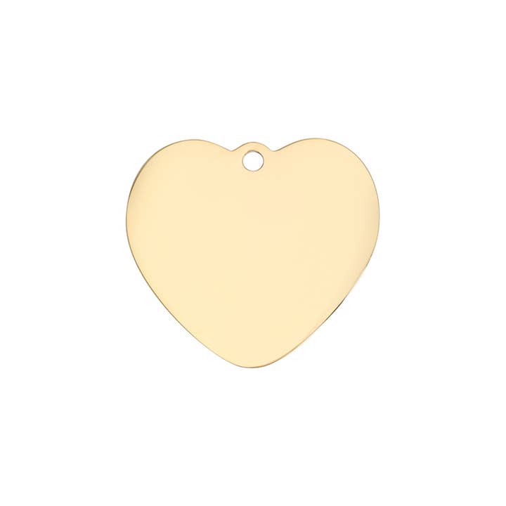 WJW - Wholesale Pet Identification Tag - Cat/Dog - 18K Gold PVD Stainless Steel Heart Pet Tag / PDL0131