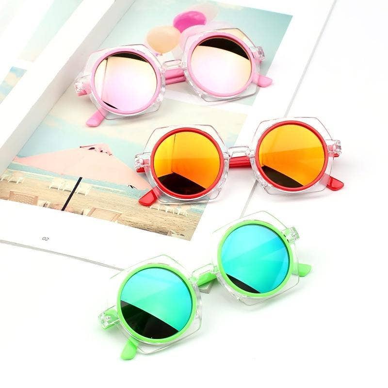 KiddieKickz – wholesale Sunglasses – kids – Children's Sunglasses New transparent frame reflective color6